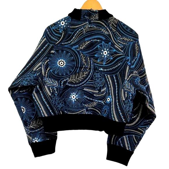 New Free People Garden Party Bomber Jacket FP MOVEMENT $298 SMALL Blue - Picture 7 of 8